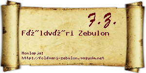 Földvári Zebulon névjegykártya